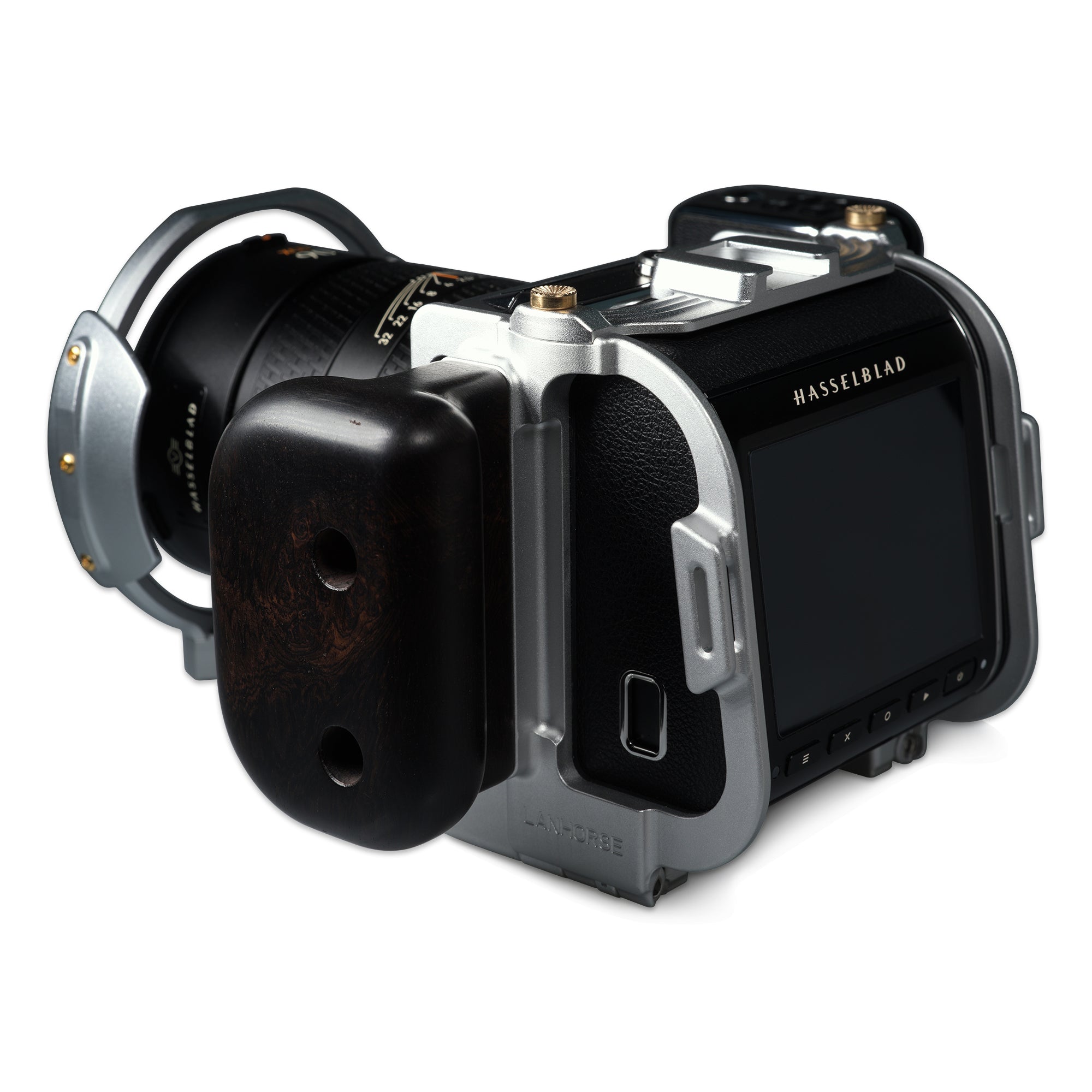 Lanhorse Camera Cage Compatible for Hasselblad 907x and Control Grip, Quick-Release CFV Digital Back, with Lens Protection Frame. Optional Rosewood Hand Grip.