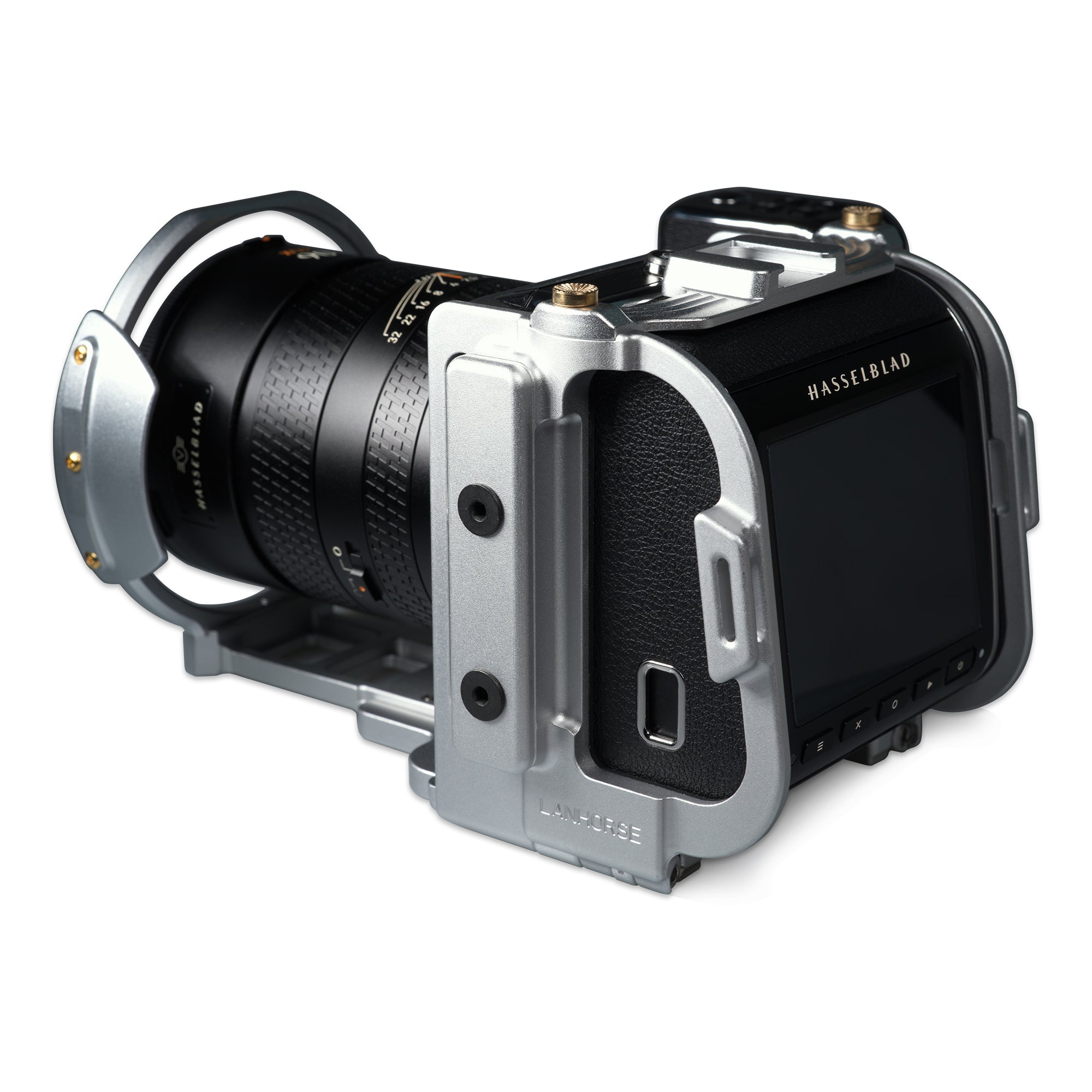 Lanhorse Camera Cage Compatible for Hasselblad 907x and Control Grip, Quick-Release CFV Digital Back, with Lens Protection Frame. Optional Rosewood Hand Grip.